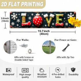 2D Flat Rustic Love Christmas Metal Wall Sign, Farmhouse Hearts Decor 3.9x15.7 (Option: A)