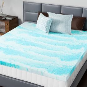 2-3 Inch Gel Memory Foam Mattress Topper Full Size Cooling Mattress Soft and Breathable Bed Topper School Bedroom Furniture (Option: 3 Inches/Twin XL-blue)