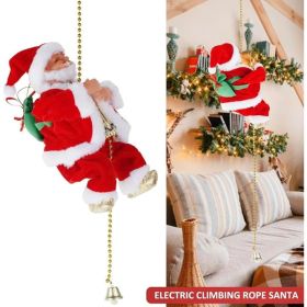 Climbing Santa Claus On Rope, Animated Christmas Tree Ornament And Holiday Decoration (Option: Red)