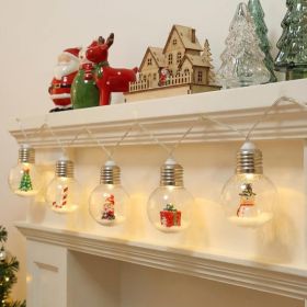 1 Pc Christmas Bulb String Lights Snow Globe Lamp, Warm Light (Option: White)