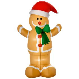 6ft Christmas Inflatable Gingerbread Man, Outdoor Blow-Up Yard Decoration With LED Lights Display (Option: Multi Color-150x150x250 mm)