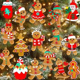 Gingerbread Man Christmas Ornaments 16 PCS, Cute Hanging Tree Decorations For Christmas Tree, DIY Crafts, Parties And Holiday Decor (Option: Multi)