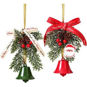 Set Of 2 Christmas Bell Ornaments, Hanging Decorations For Christmas Trees, Wreaths, Doors, And Holiday Home Decor (Option: RED AND GREEN)