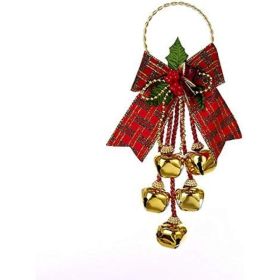 Christmas Jingle Bell Door Hanger With Decorative Bow, Festive Hanging Ornament For Front Door, Entryway, Wreath, And Holiday Home Decor (Option: Red)