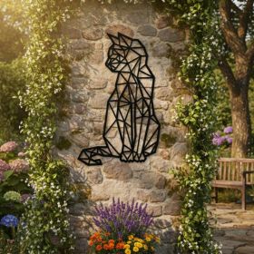 CIFbuy Geometric Cat Handcrafted Iron Metal Wall Art, Rustproof 3D Hanging Animal Sculpture, Modern Minimalist Wall Decor for Living, Room Office (Option: 02142519)
